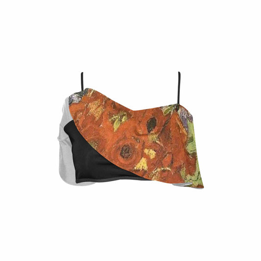 Vintage floral flounce bikini top, Design 56