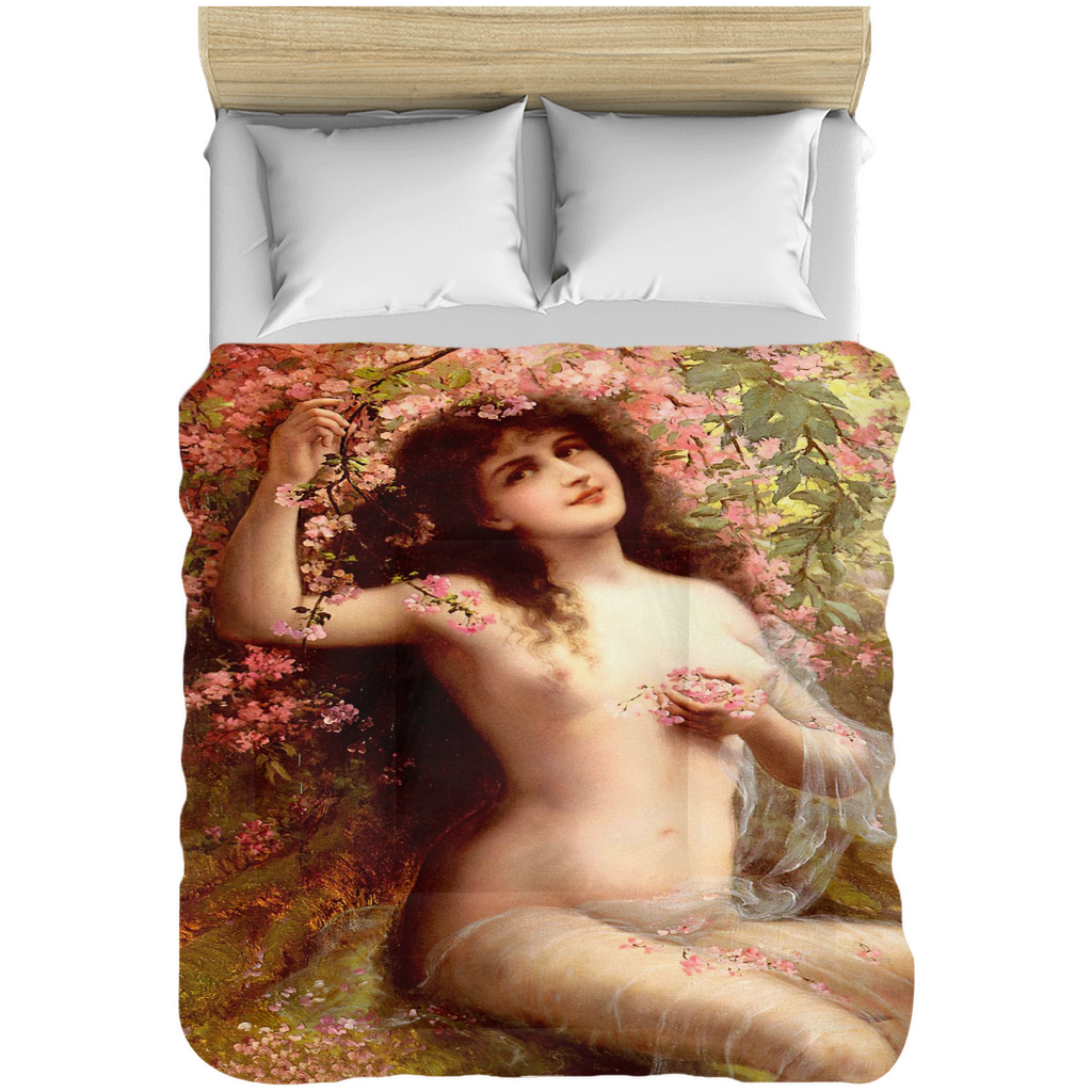 Victorian lady design comforter, twin, twin XL, queen or king, Among The Blossoms