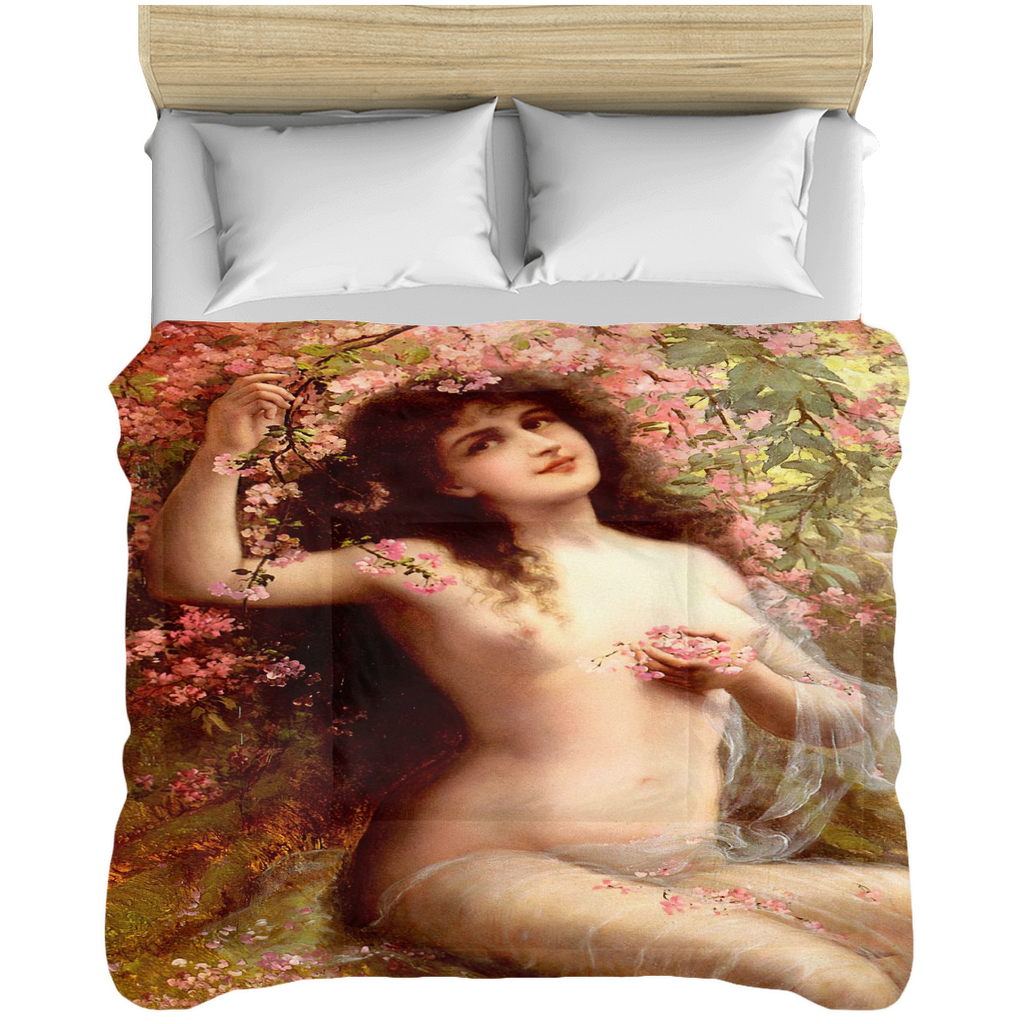 Victorian lady design comforter, twin, twin XL, queen or king, Among The Blossoms