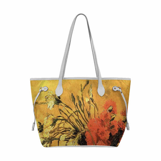 Vintage Floral Handbag Classic Handbag, Mod 1695361 Design 61, WHITE TRIM