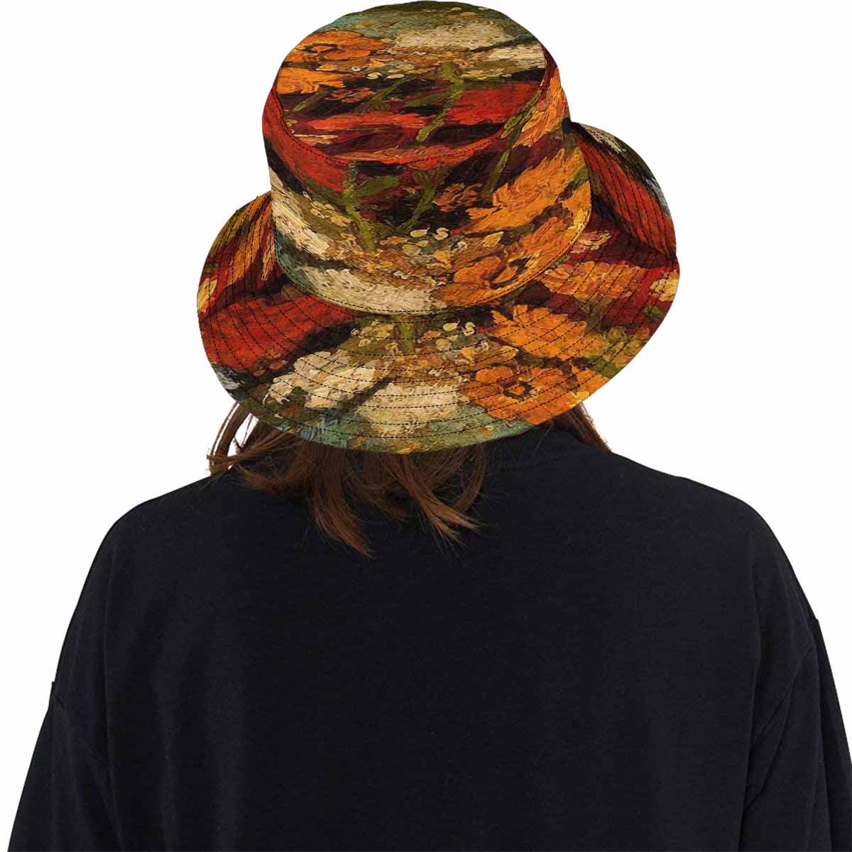 Vintage floral unisex bucket boonie Hat, outdoors hat, Design 31