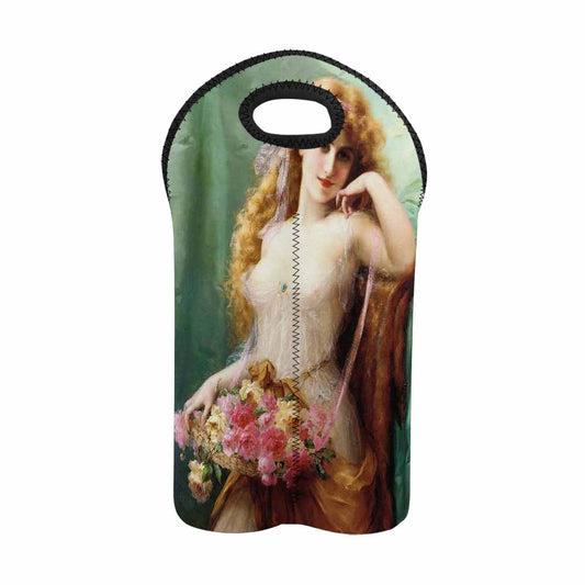 Victorian lady design 2 Bottle wine bag, Basket of Roses
