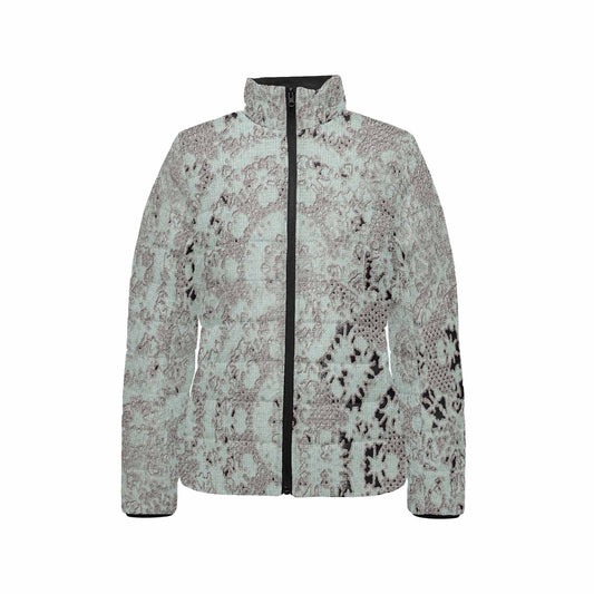 Victorian Lace print womens padded quilted jacket, design 51