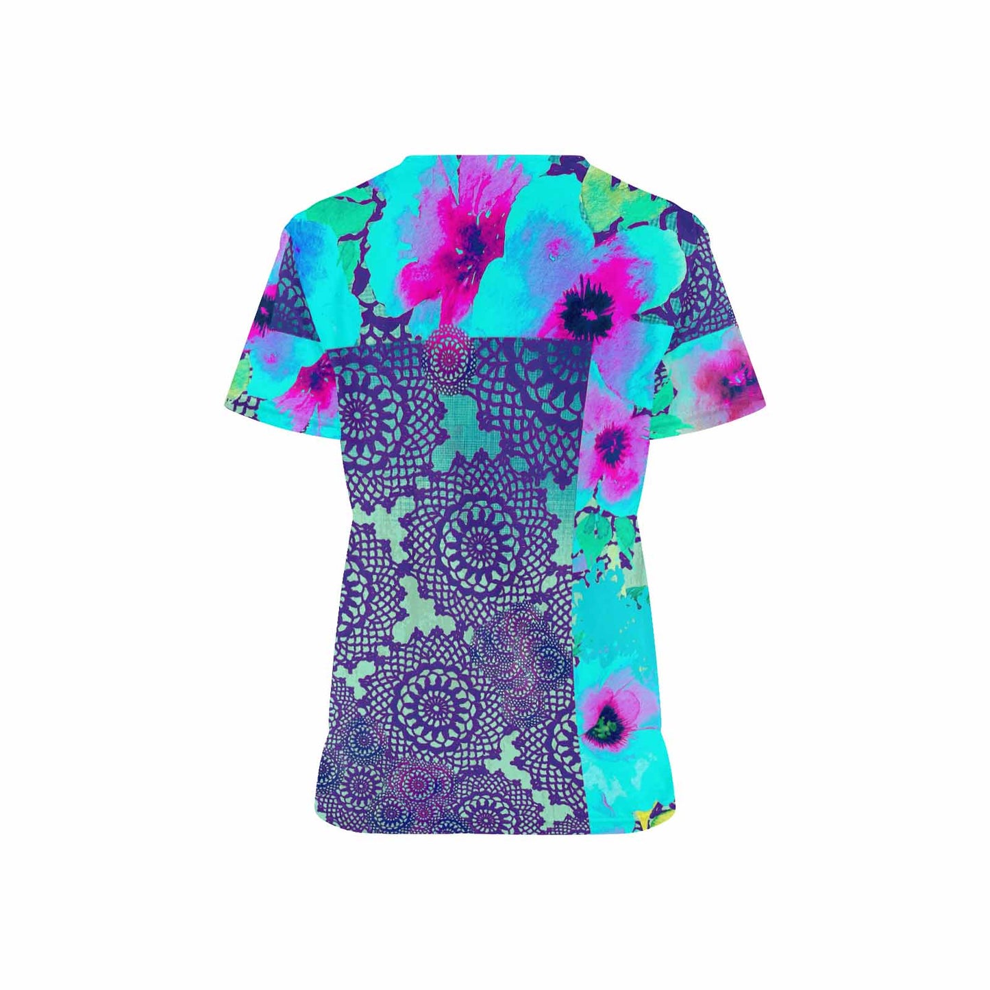 Victorian lace print professional scrubs, nurses scrub, unisex, design 14