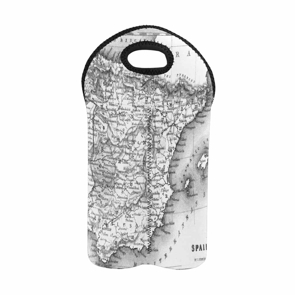 2 Bottle Antique map wine bag,Design 14