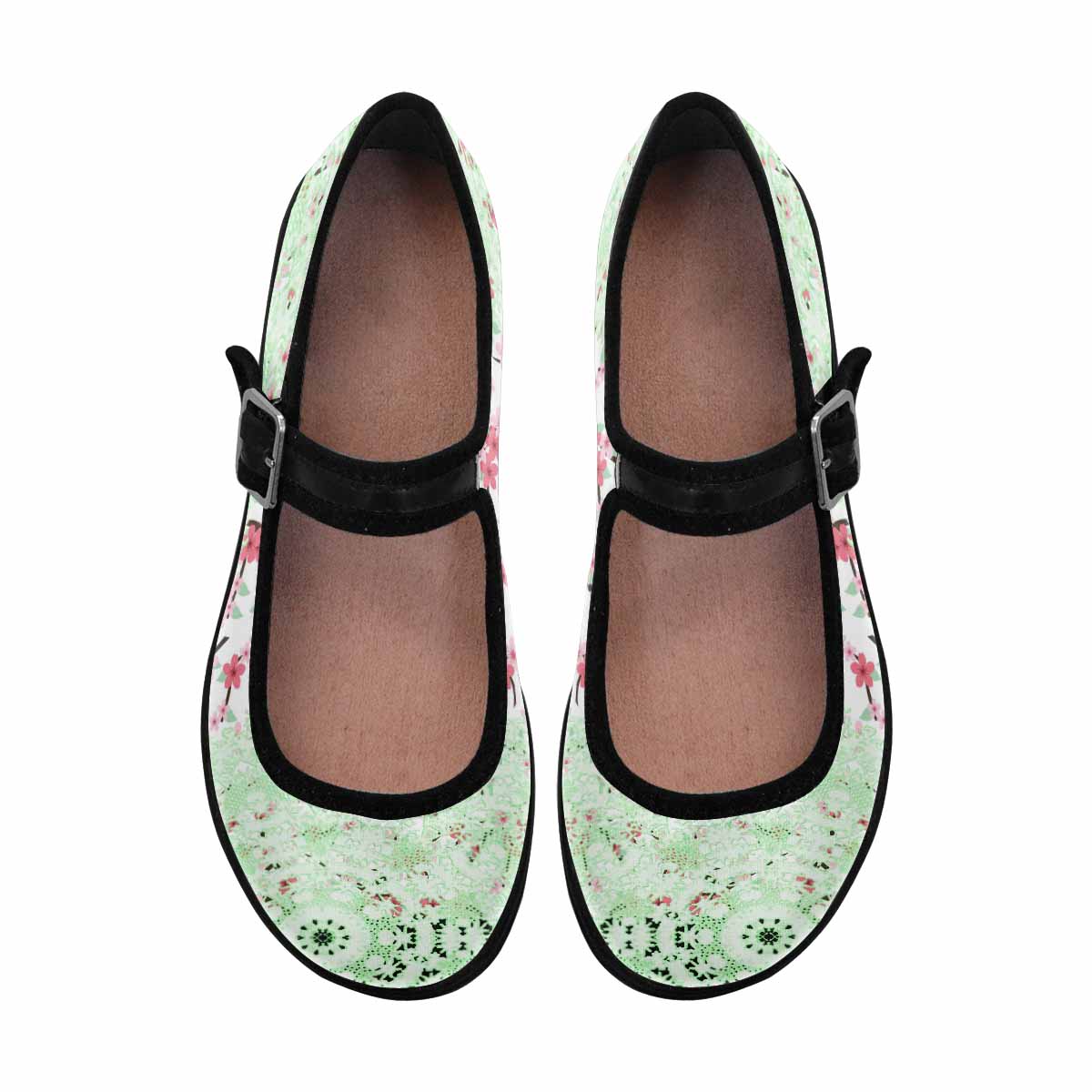 Victorian lace print, cute, vintage style women's Mary Jane shoes, design 10