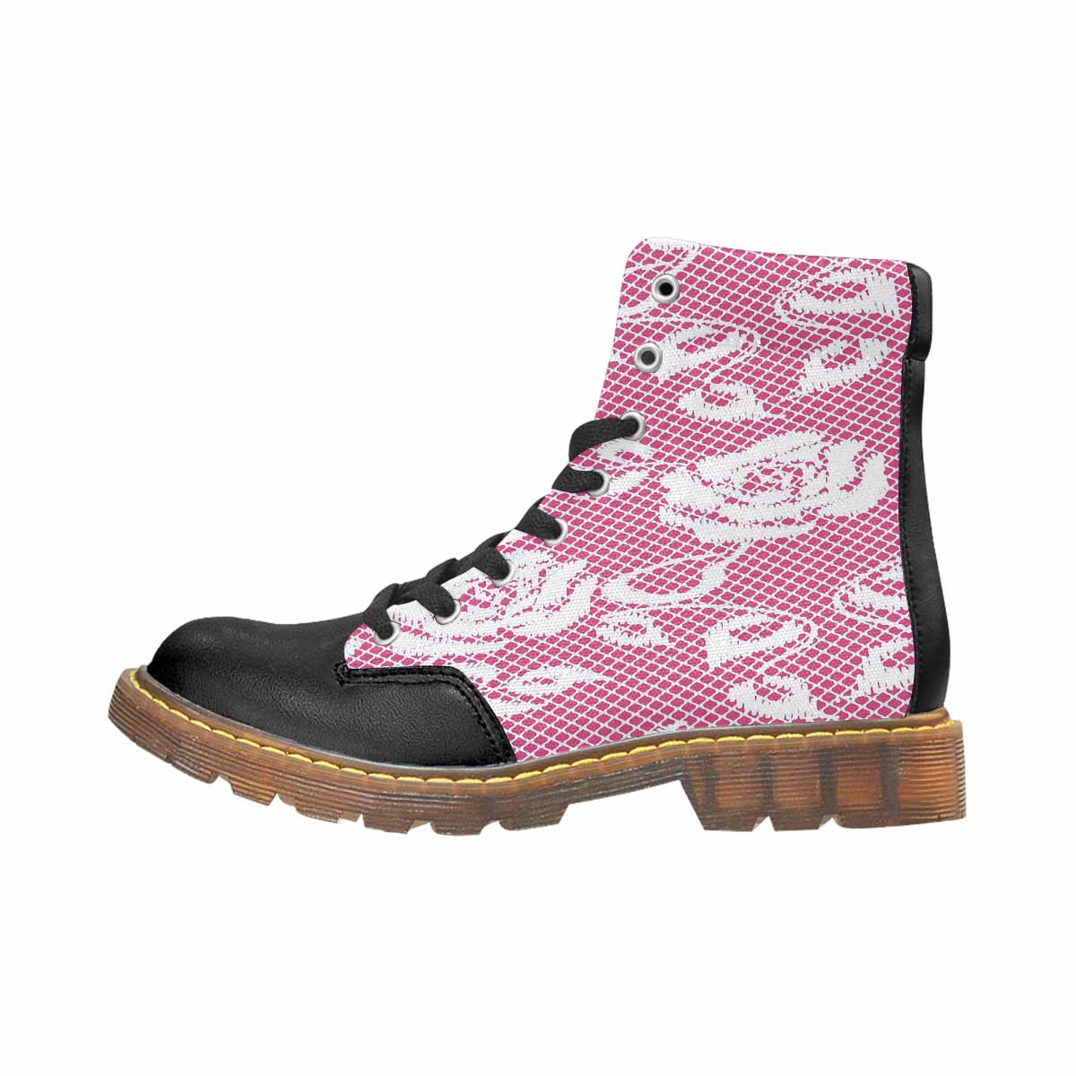 Victorian lace print, cute but tough, Winter walk about  boots, design 17