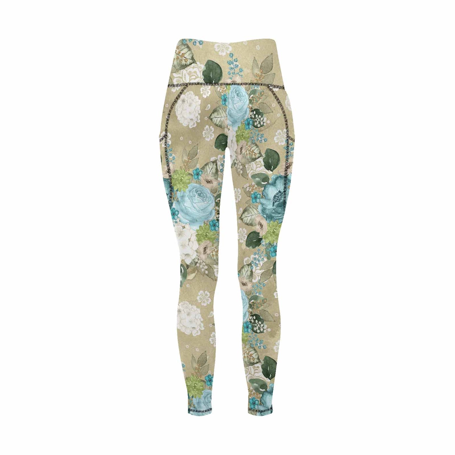 Floral 2, active wear leggings, outside surge, design 37