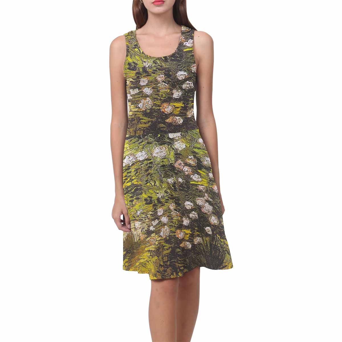 Vintage floral short summer flare dress,  XS to 3XL plus size, model D09534 Design 05