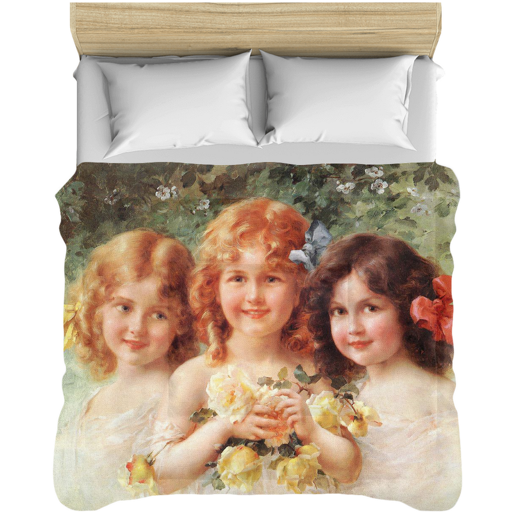 Victorian lady design comforter, twin, twin XL, queen or king, THREE SISTERS