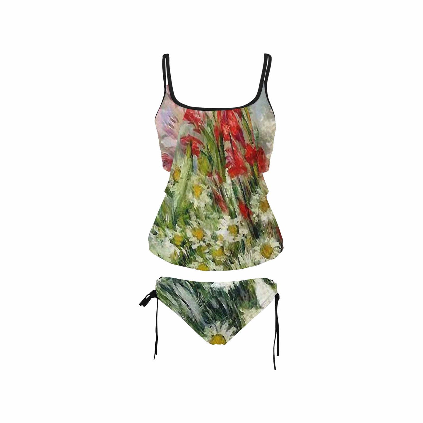 Vintage floral,cover belly tankini beach wear, swim wear, Design 43