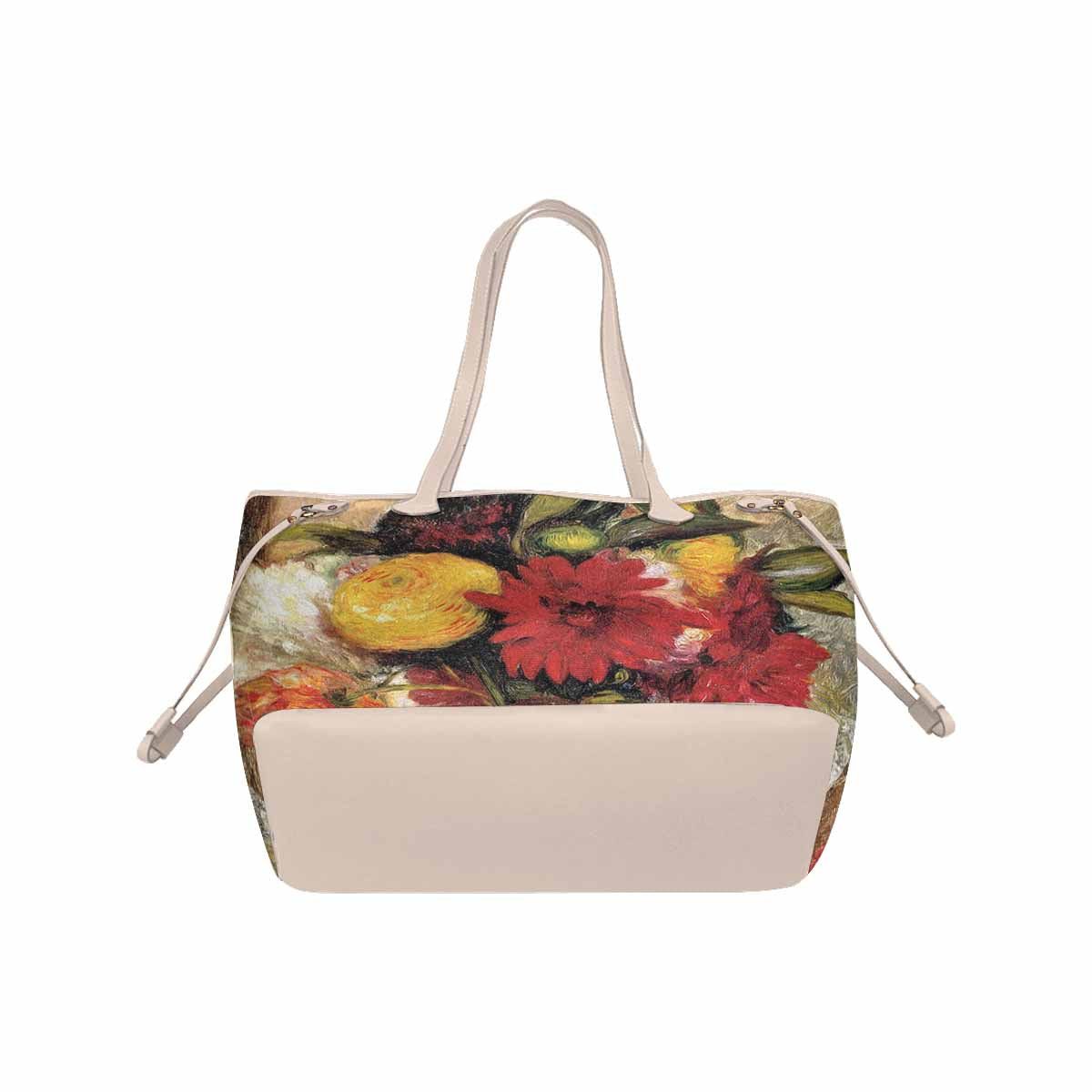 Vintage Floral Handbag, Classic Handbag, Mod 1695361 Design 25, BEIGE/TAN TRIM