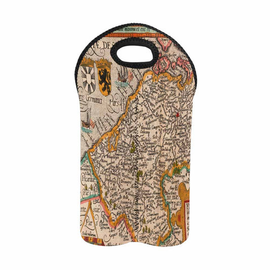 2 Bottle Antique map wine bag,Design 12