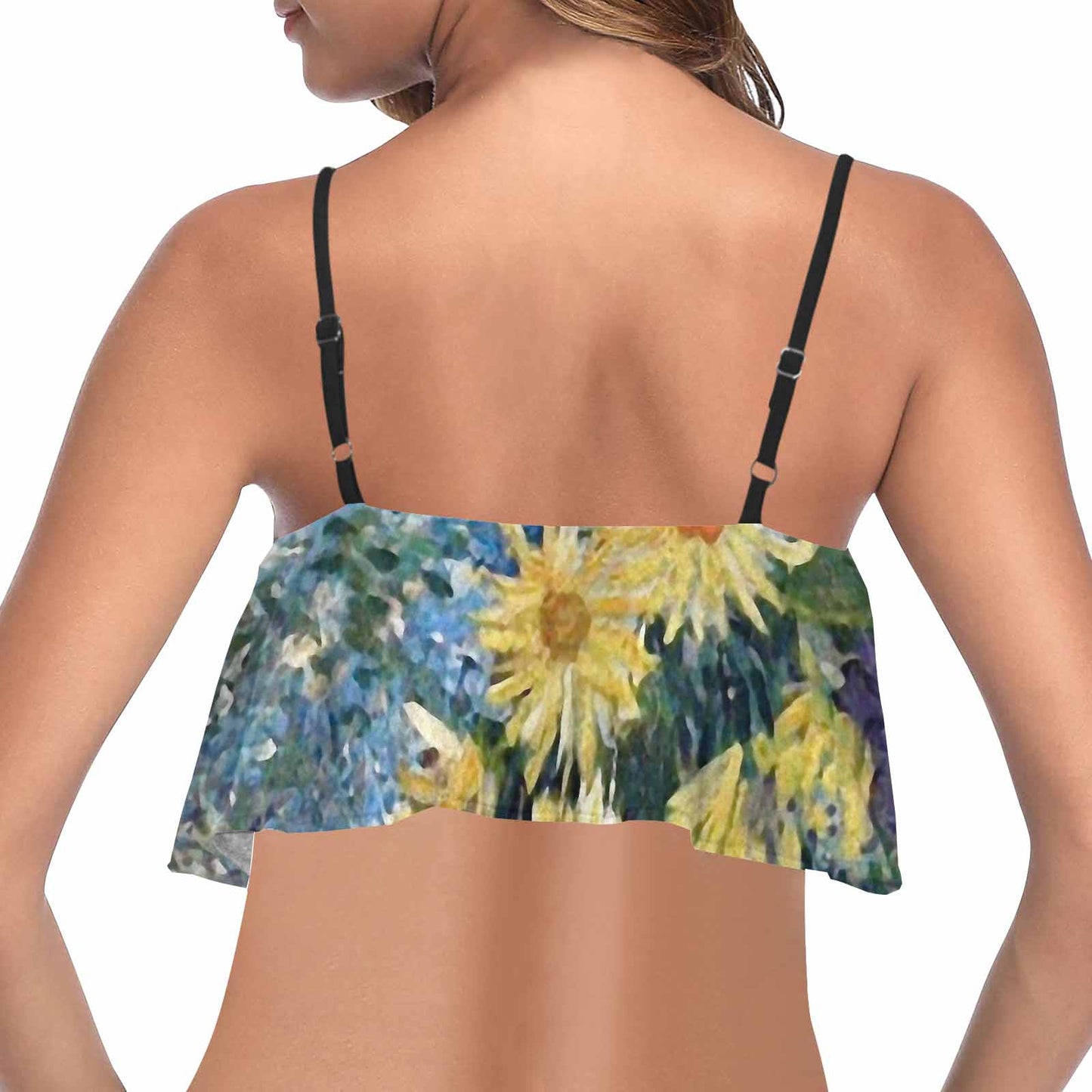 Vintage floral flounce bikini top, Design 41