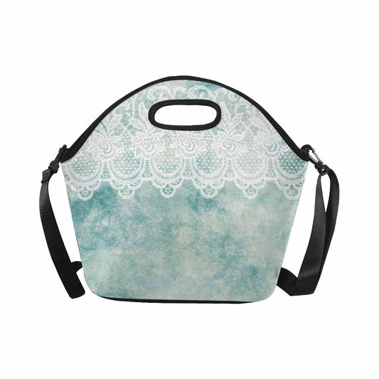 Victorian lace print insulated lunch bag, design 41