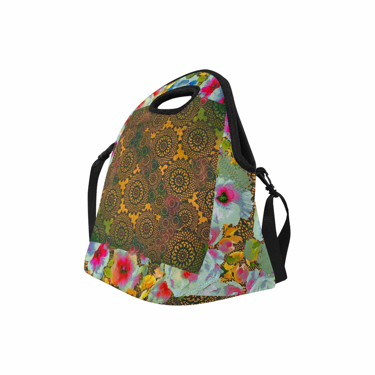 Victorian lace print insulated lunch bag, design 15