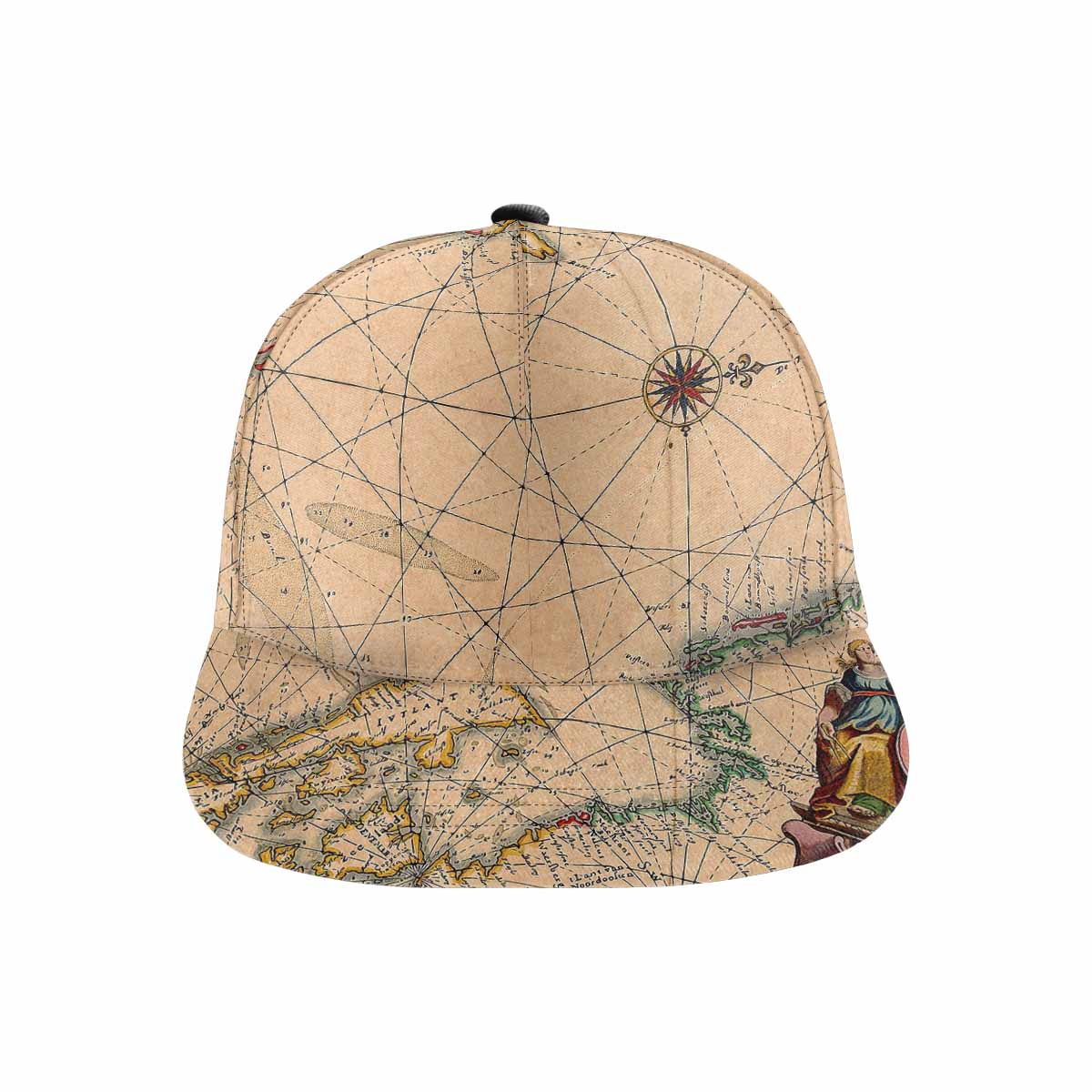 Antique Map design mens or womens deep snapback cap, trucker hat, Design 7