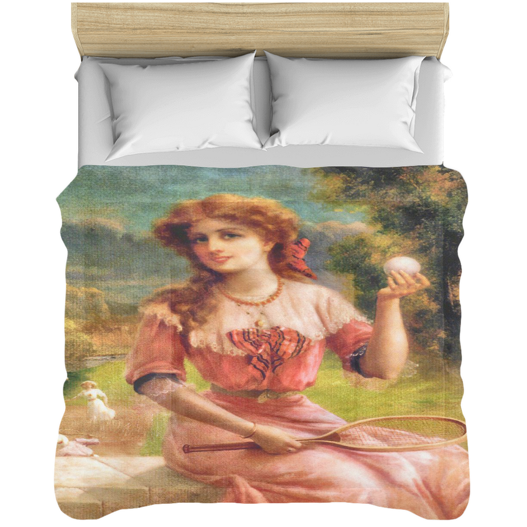 Victorian lady design comforter, twin, twin XL, queen or king, Tennis Anyone