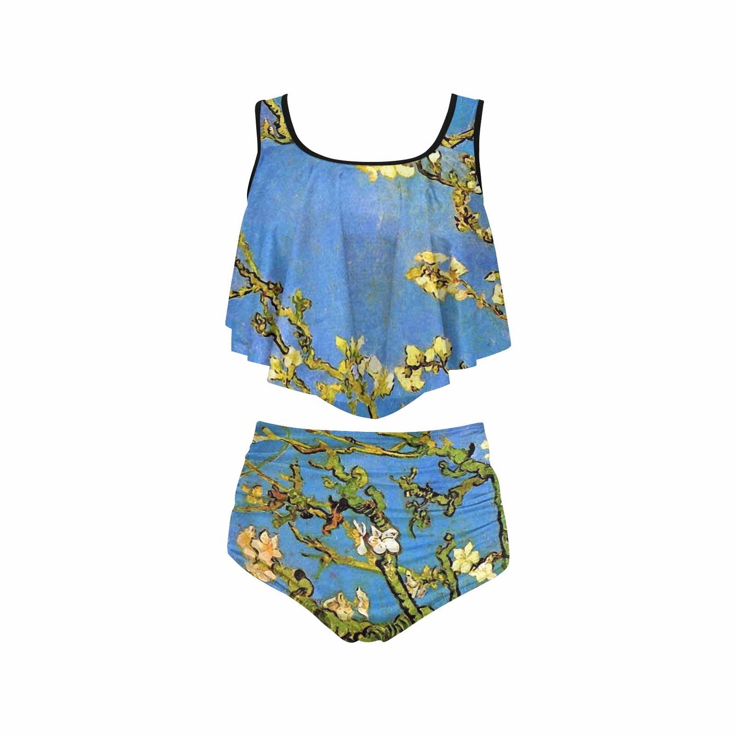 Vintage floral high waisted flounce top bikini, swim wear, Design 20