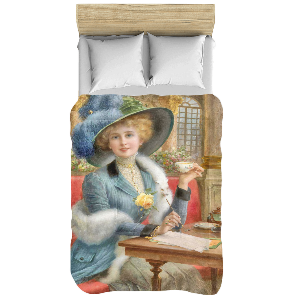 Victorian lady design comforter, twin, twin XL, queen or king, ELEGANT LADY