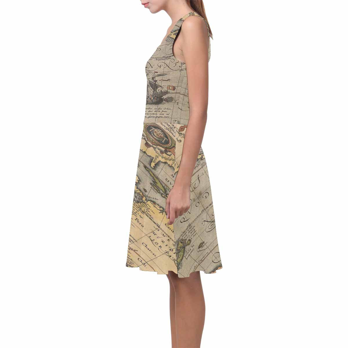Antique Map casual summer dress, MODEL 09534, design 41