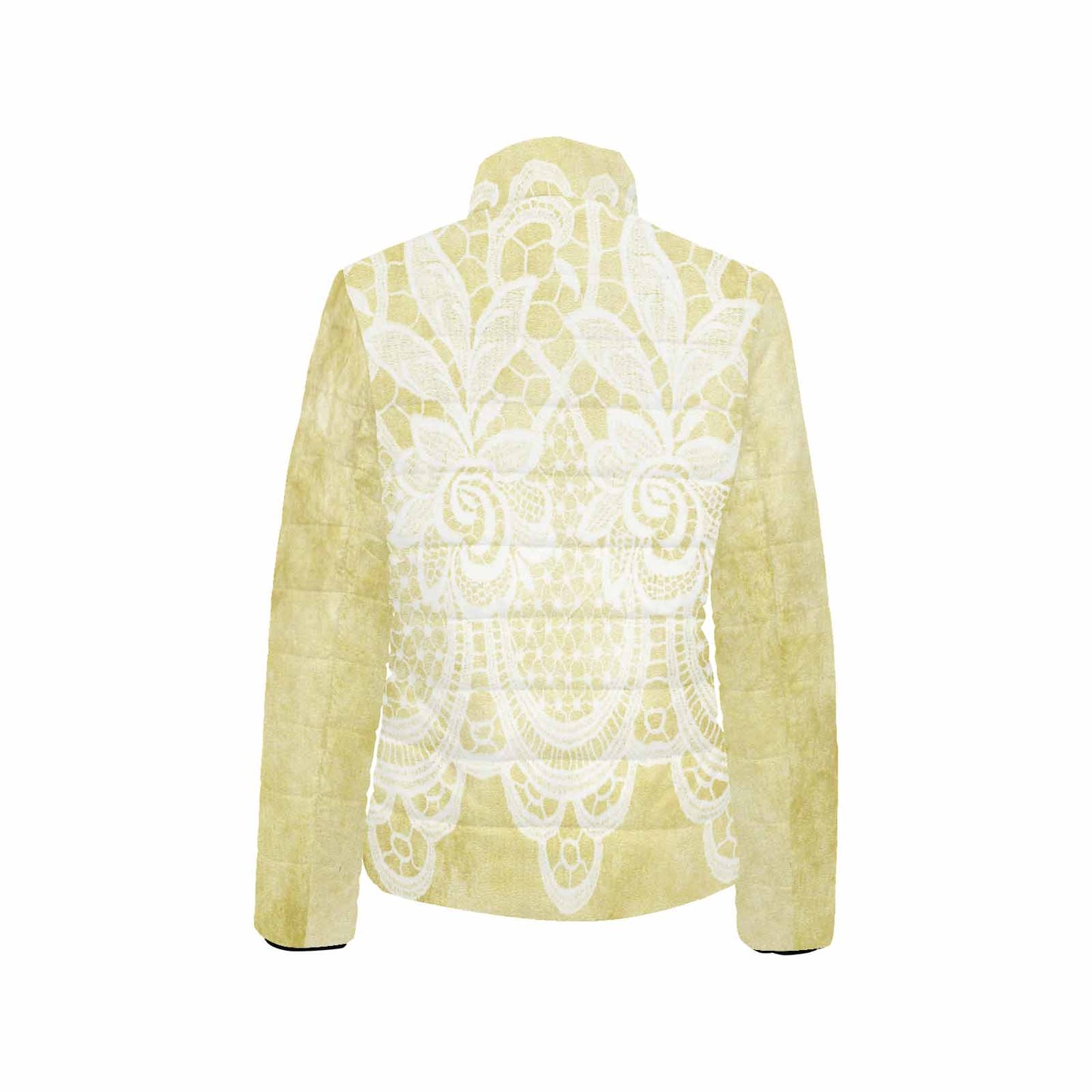 Victorian Lace print womens padded quilted jacket, design 44