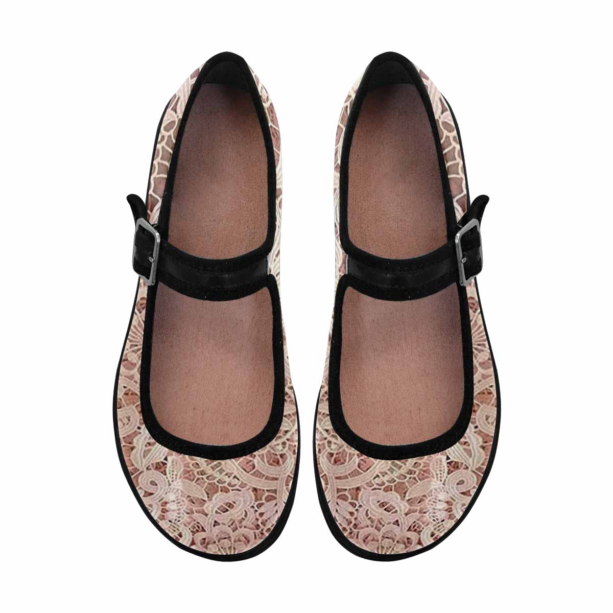 Victorian lace print, cute, vintage style women's Mary Jane shoes, design 11