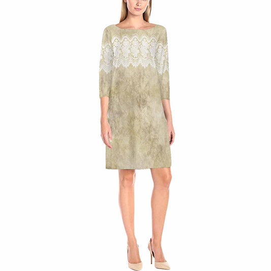 Victorian printed lace loose dress, Design 28