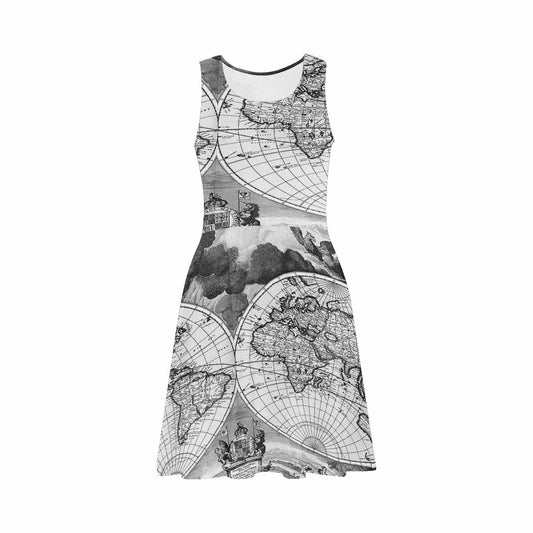 Antique Map casual summer dress, MODEL 09534, design 09