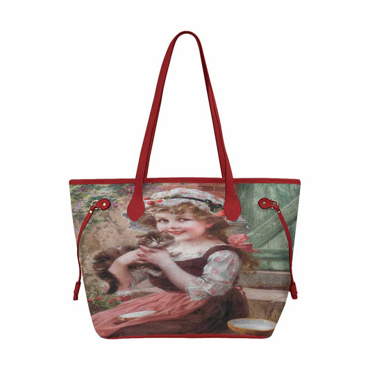 Victorian Girl Design Handbag, Model 1695361, The Little Kittens, RED TRIM