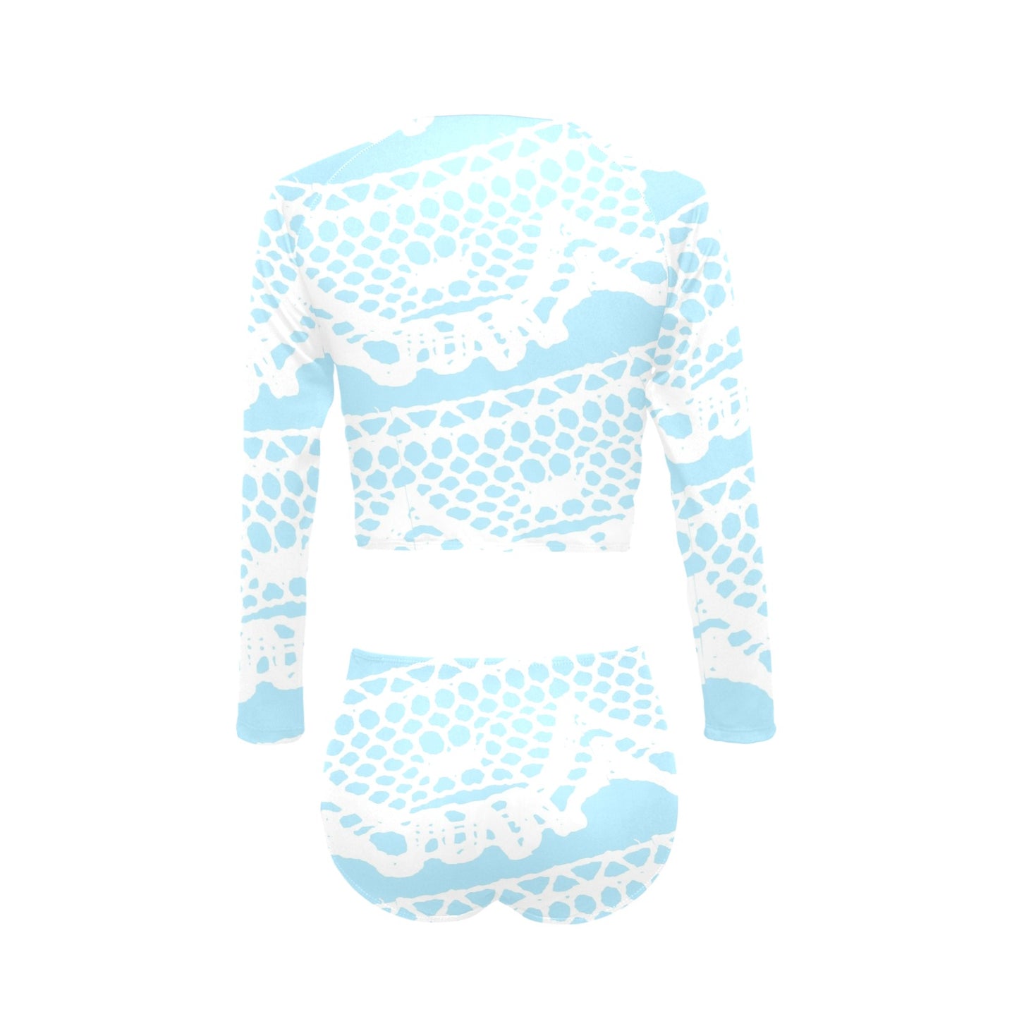 Victorian printed lace, long sleeve 2pc swimsuit, beachwear, design 08 Long Sleeve Bikini Set (Model S27)