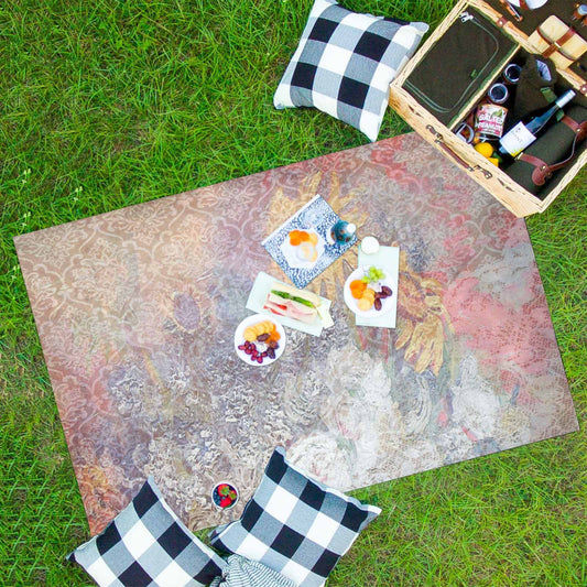 Vintage Floral waterproof picnic mat, 81 x 55in, Design 54x