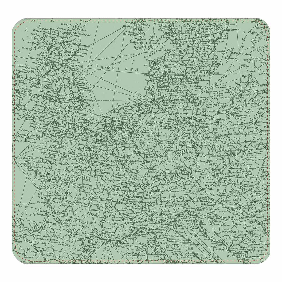 Antique Map design , womens wallet, clutch purse, Red TrimDesign 52