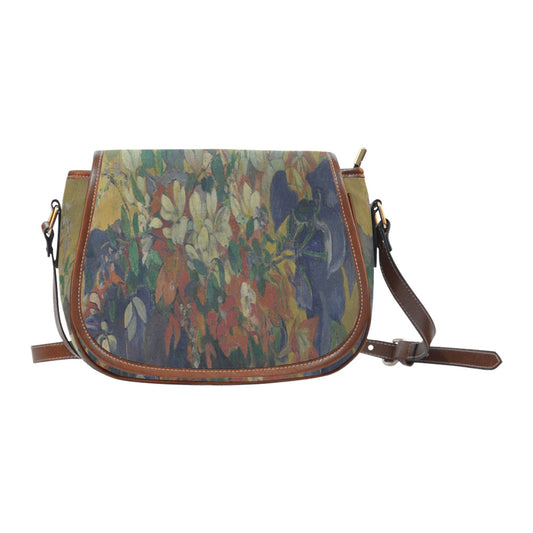 Vintage floral handbag, Design 10 Model 1695341 Saddle Bag/Large (Model 1649)