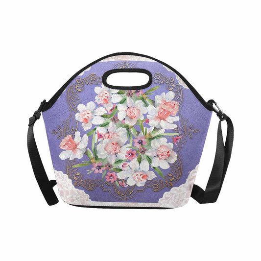 Victorian lace print insulated lunch bag, design 47