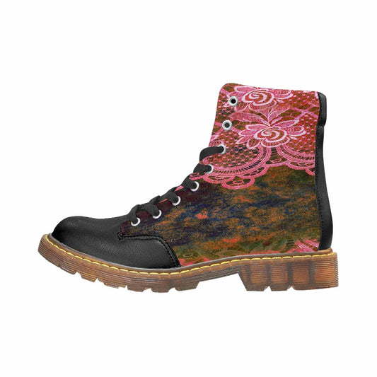 Victorian lace print, cute but tough, Winter walk about  boots, design 32