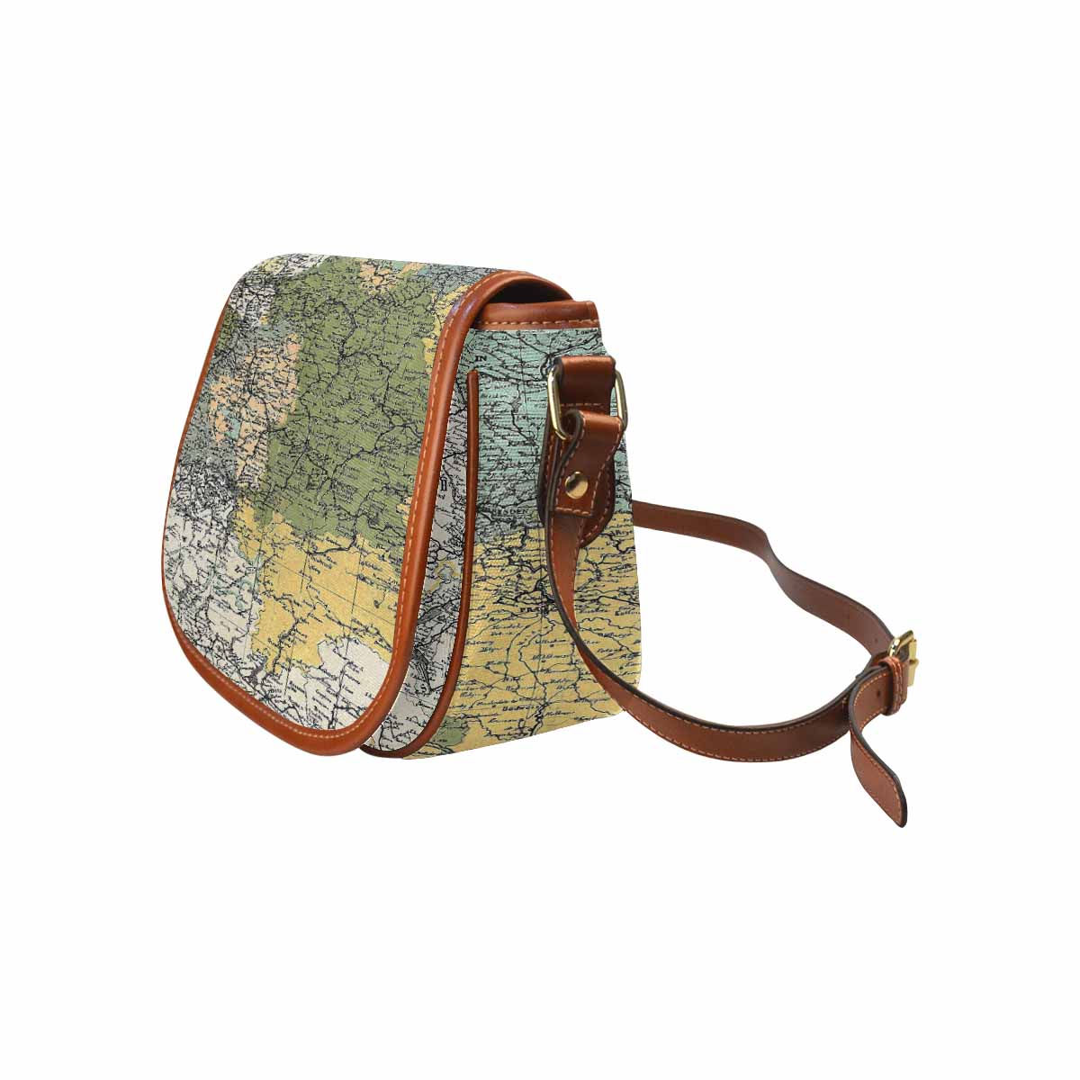 Antique Map design Handbag, saddle bag, Design 18