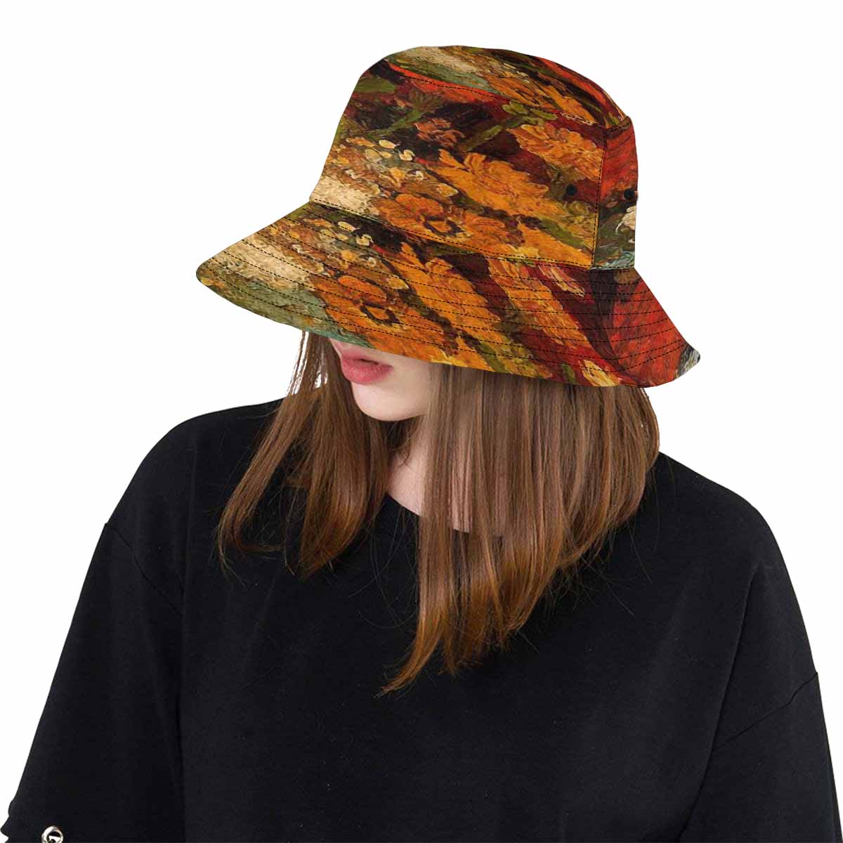 Vintage floral unisex bucket boonie Hat, outdoors hat, Design 31