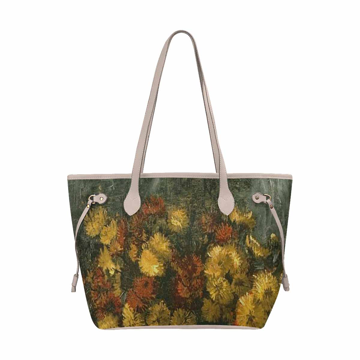 Vintage Floral Handbag, Classic Handbag, Mod 1695361, Design 28 BEIGE/TAN TRIM