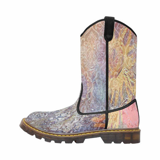 Vintage floral print, western lumber boots Design 54x
