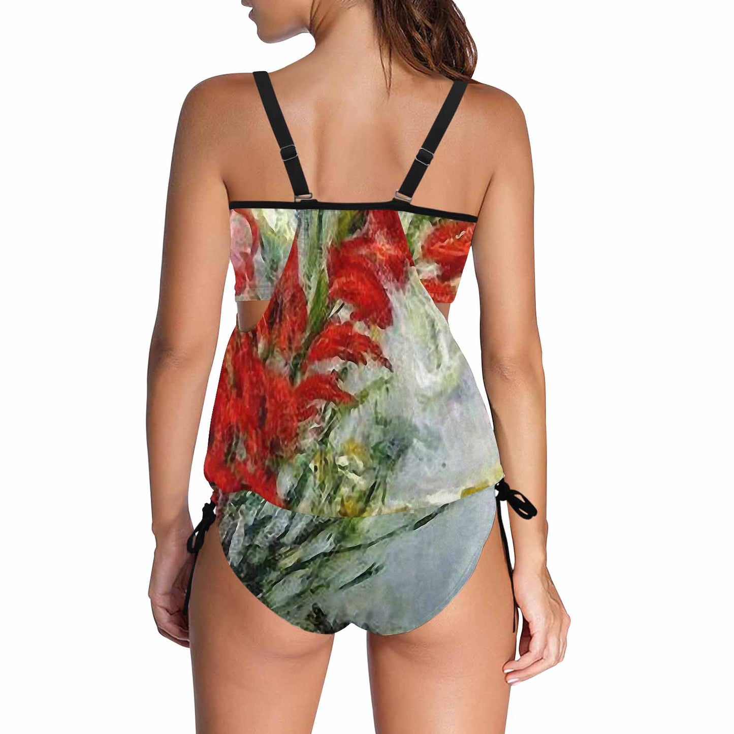 Vintage floral,cover belly tankini beach wear, swim wear, Design 43