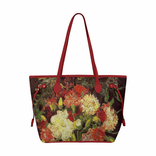 Vintage Floral Handbag, Classic Handbag, Mod 1695361 Design 33 RED TRIM