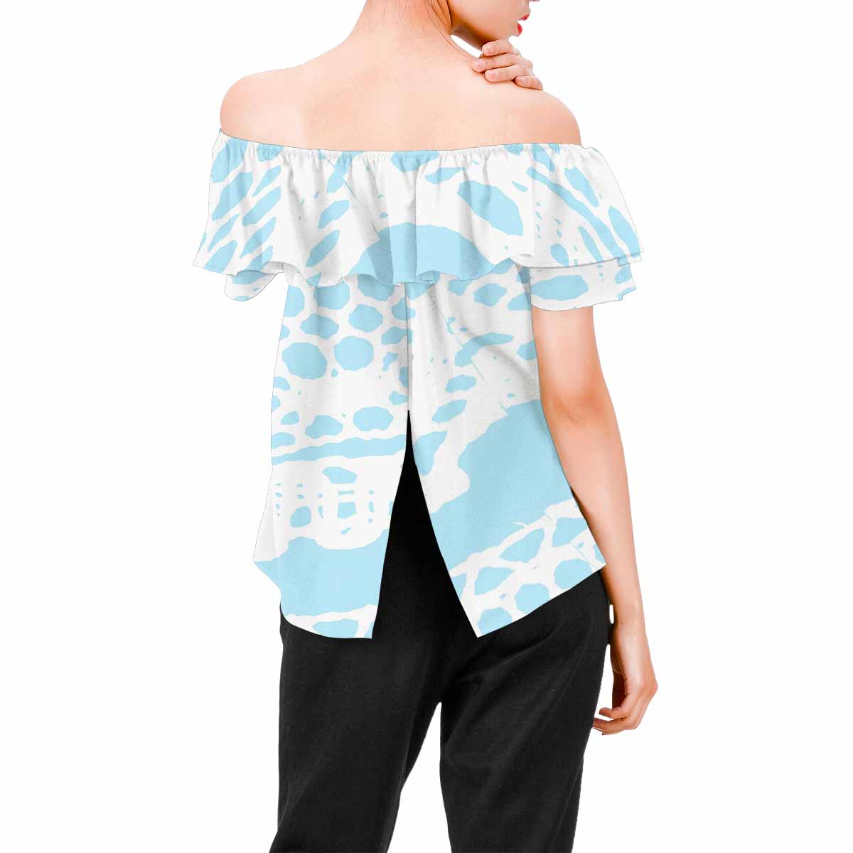 Victorian Lace print Chiffon Blouse, design 08