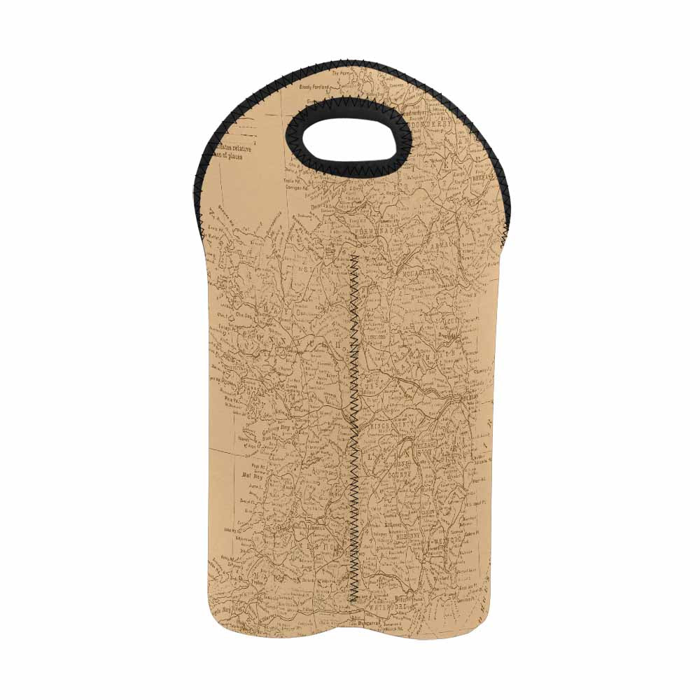 2 Bottle Antique map wine bag,Design 51