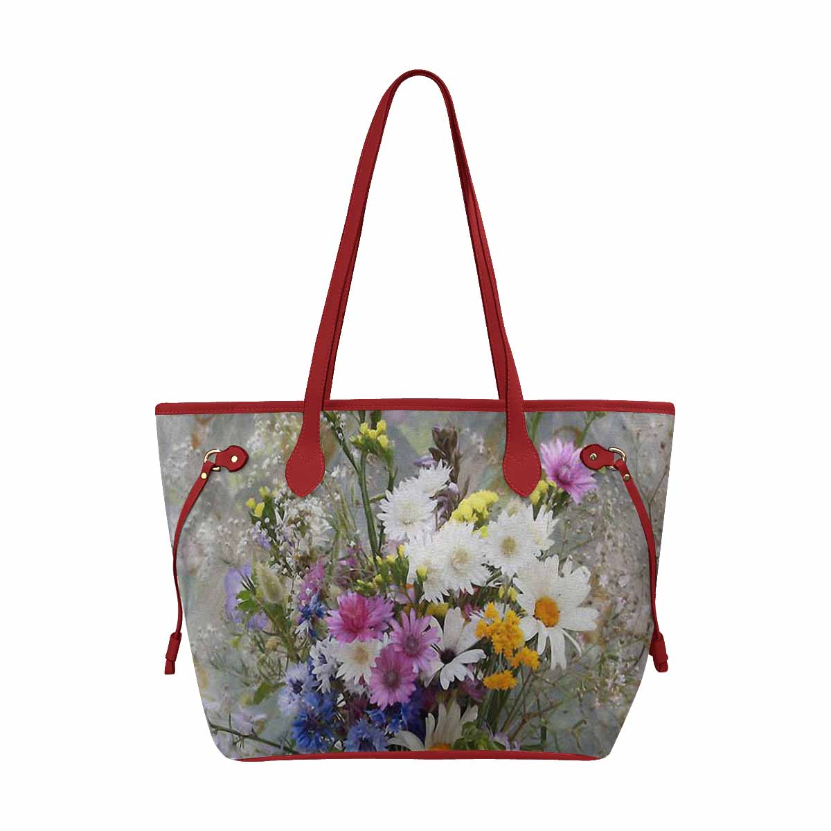 Vintage Floral Handbag, Classic Handbag, Mod 1695361 Design 02, RED TRIM