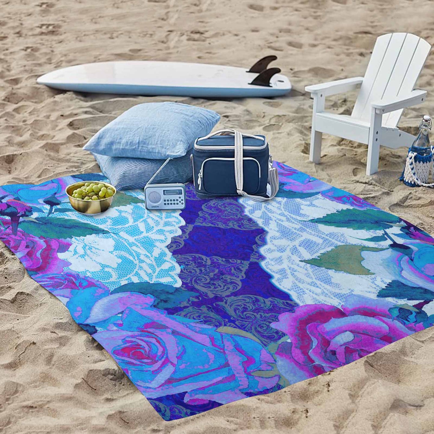 Victorian lace print waterproof picnic mat, 69 x 55in, design 20