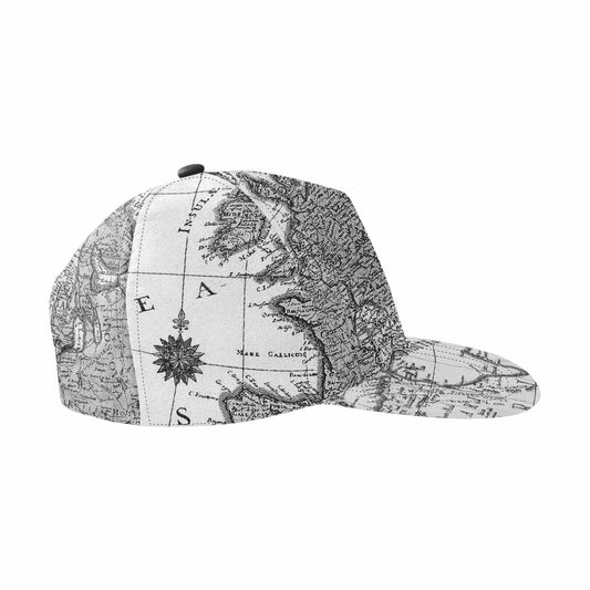 Antique Map design mens or womens deep snapback cap, trucker hat, Design 41