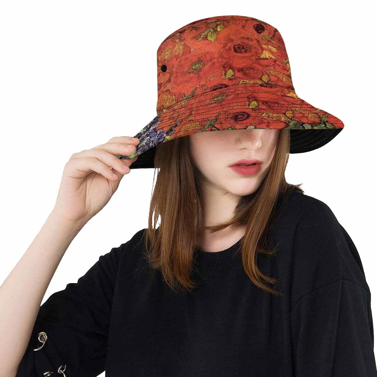 Vintage floral unisex bucket boonie Hat, outdoors hat, Design 47
