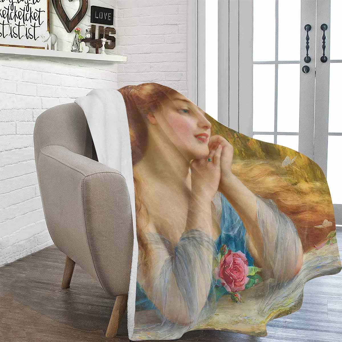 Victorian Lady Design BLANKET, LARGE 60 in x 80 in, Reverie 2