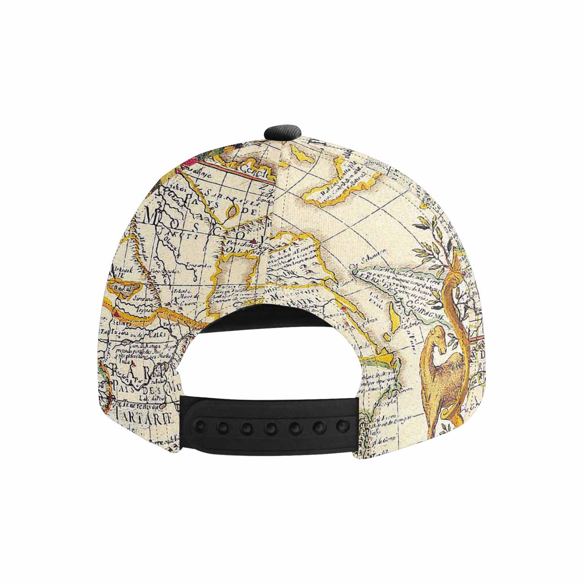 Antique Map design mens or womens deep snapback cap, trucker hat, Design 10